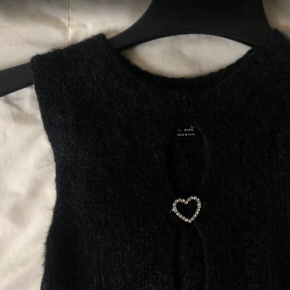 Forever 21 - 2PC Bundle Fuzzy Knit Keyhole Black Pink Sweater Vest Top - Picture 8 of 10